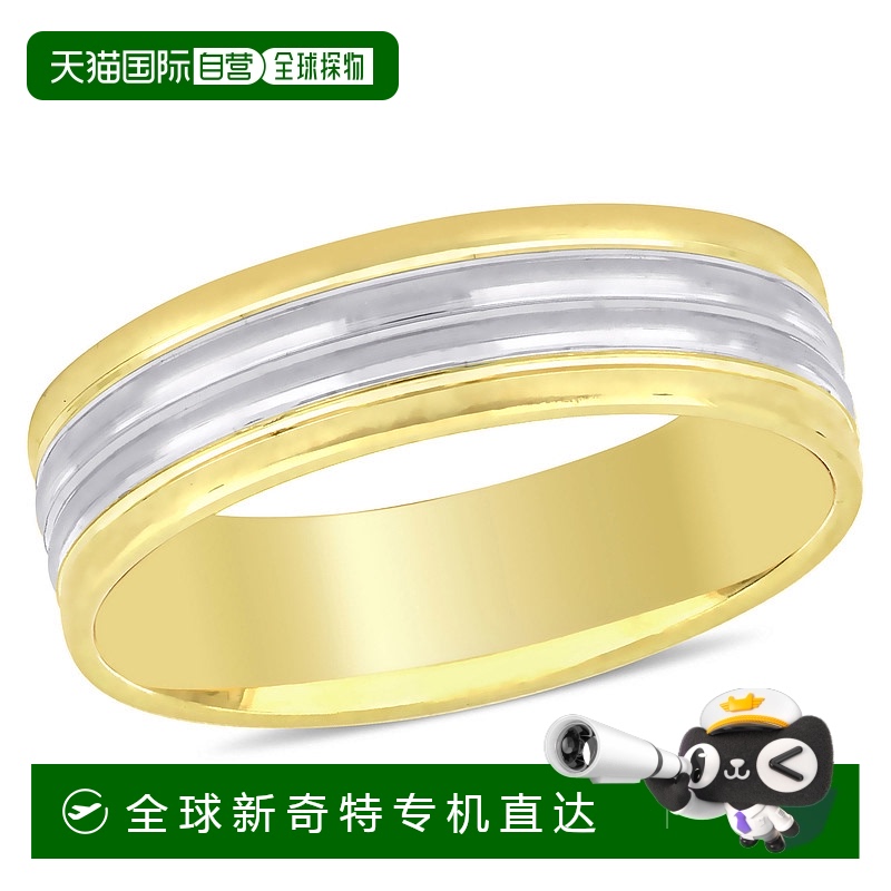 美国直邮Julianna B戒指男款10k 2色白金优雅时尚简约结婚指环