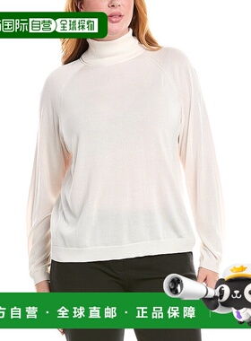 自营 Lafayette 148 New York Plus连肩袖高领丝绸混纺毛衣-黑色