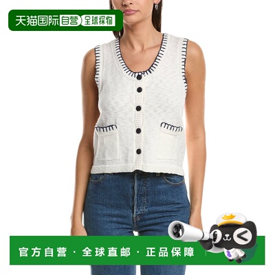 自营Vintage Havana Whipstitch Knit Vest - white 美国奥莱直发