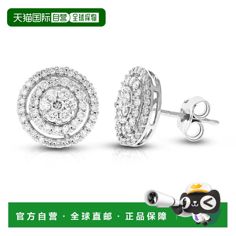 自营vir jewels1 克拉 94 颗圆形实验室培育钻石耳钉 .925 纯银爪