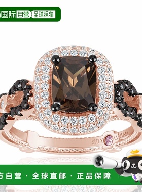 自营 Suzy Levian Rose 纯银棕色巧克力和白色立方氧化锆订婚戒指