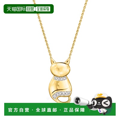 自营Ross-Simons Diamond Cat Necklace in 18kt Gold Over Sterl