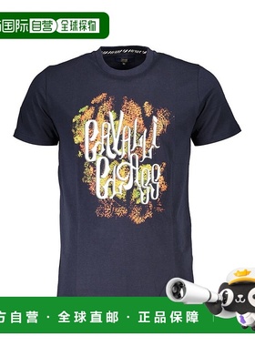 自营 Cavalli Class棉质男式T恤-蓝色 美国奥莱直发