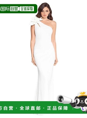 自营XSCAPE Dress Women's White Scuba Ruched Cutout One-Shoul