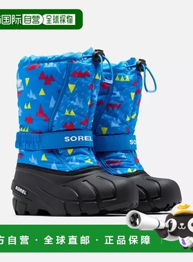自营Sorel 1888101-431儿童蓝黑色Flurry印花雪地靴TF2241-蓝色