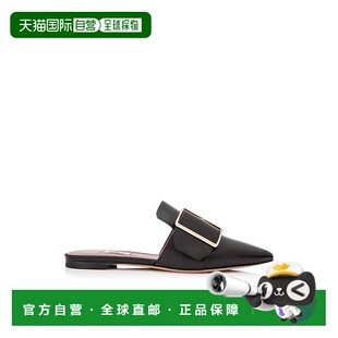 自营 Bally Hamelin 女士 6221172 黑色皮革搭扣穆勒鞋 - 多色 美