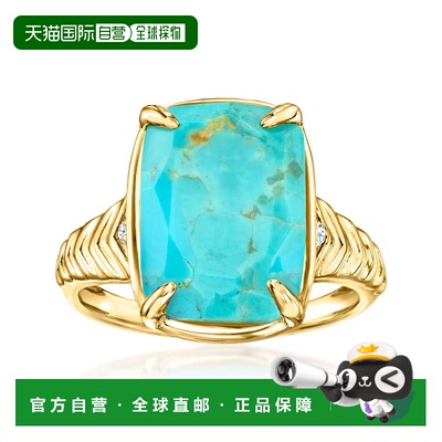 自营Ross-Simons Turquoise Ring With Lab-Grown Diamonds in 18