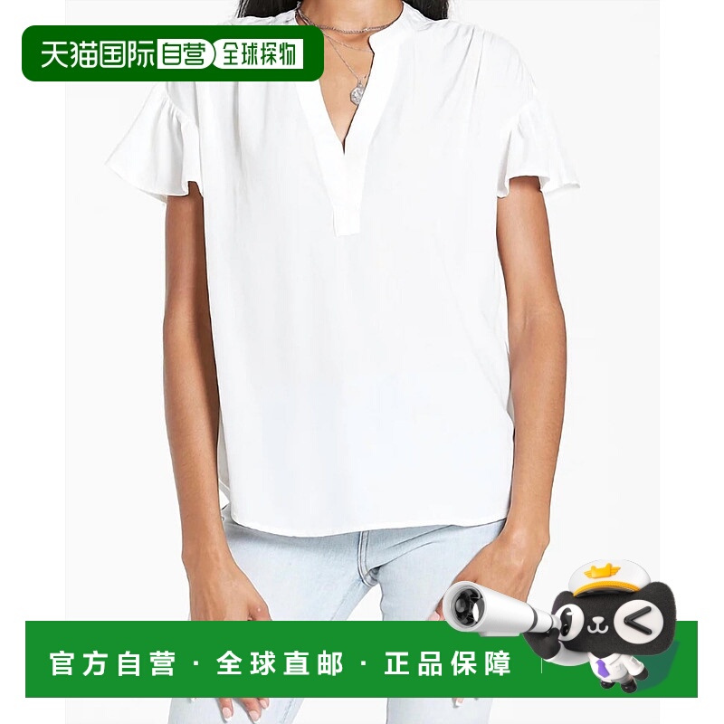 自营dear john denim白色女式Blake Flutter袖上衣 美国奥莱直发