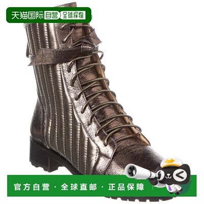 自营Alexandre Birman Clarita 绗缝皮革战斗靴 - 银色 美国奥莱