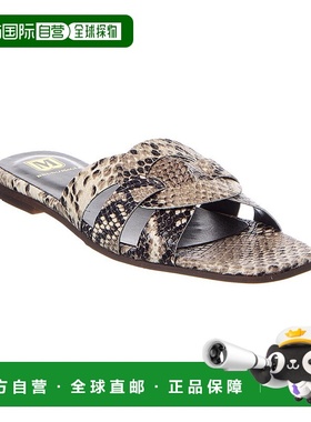 自营 M by Bruno Magli Alessia蛇纹压花皮革凉鞋-黑色 美国奥莱