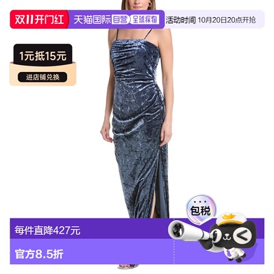 自营Rene Ruiz Strapless Velvet Burnout Column Gown - blue 美