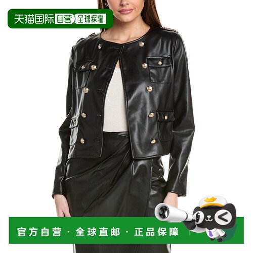 自营Elie tahari drea夹克-黑色 美国奥莱直发皮衣
