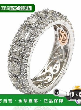 自营 Suzy Levian 纯银立方氧化锆白色现代永恒戒指 - 白色 美国