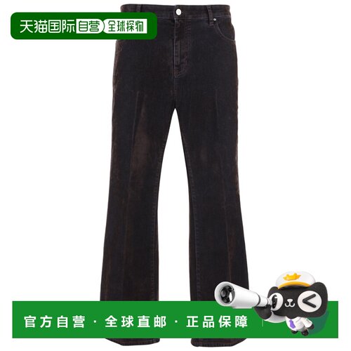 自营amiri棕色天鹅绒效果弹力棉喇叭牛仔裤-黑色 美国奥莱直发