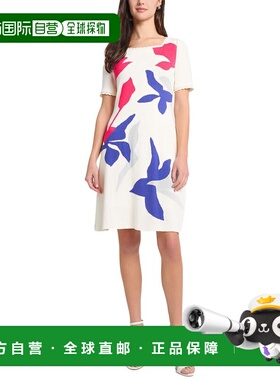 自营Ming Wang Floral Applique A-Line Soft Knit Dress - white
