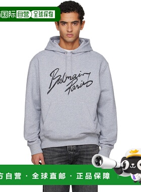 1h可退 香港直邮潮奢 Balmain 巴尔曼 男士 灰色 Paris 连帽衫 FH