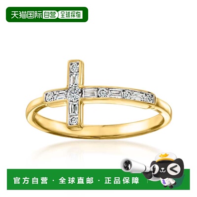 自营Ross-Simons Lab-Grown Diamond Sideways Cross Ring in 18k