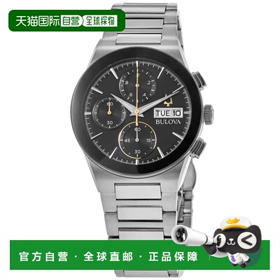 自营Bulova Millennia Chronograph Black Dial Stainless Steel