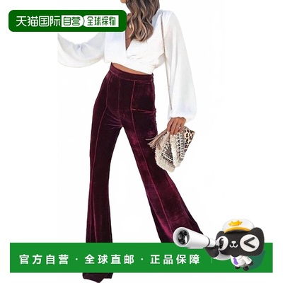 自营jodiflVeronica Velvet Bell Bottom Pants In Burgundy - bu
