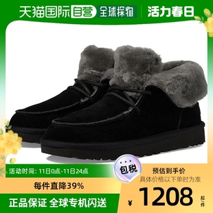 美国直邮UGG 女士麂皮靴子毛皮系带