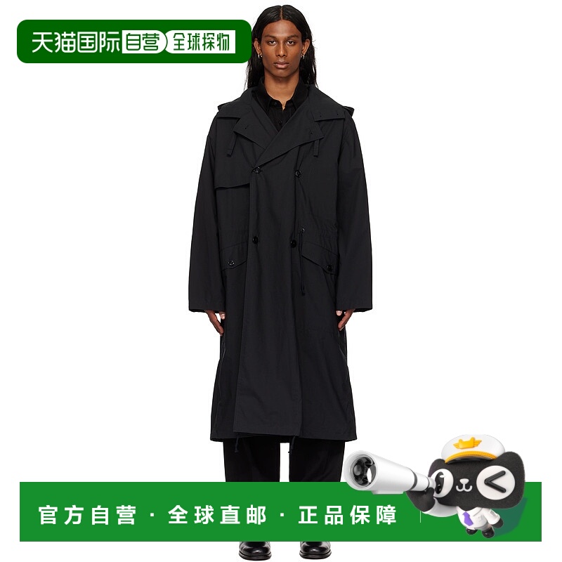 1h可退 香港直邮潮奢 Lemaire 男士 黑色 Light Hooded 风衣 CO10