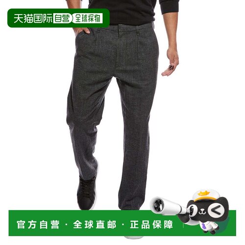 美国直邮自营rag & bone Evan羊毛和亚麻混纺百褶裤-黑色 美国奥