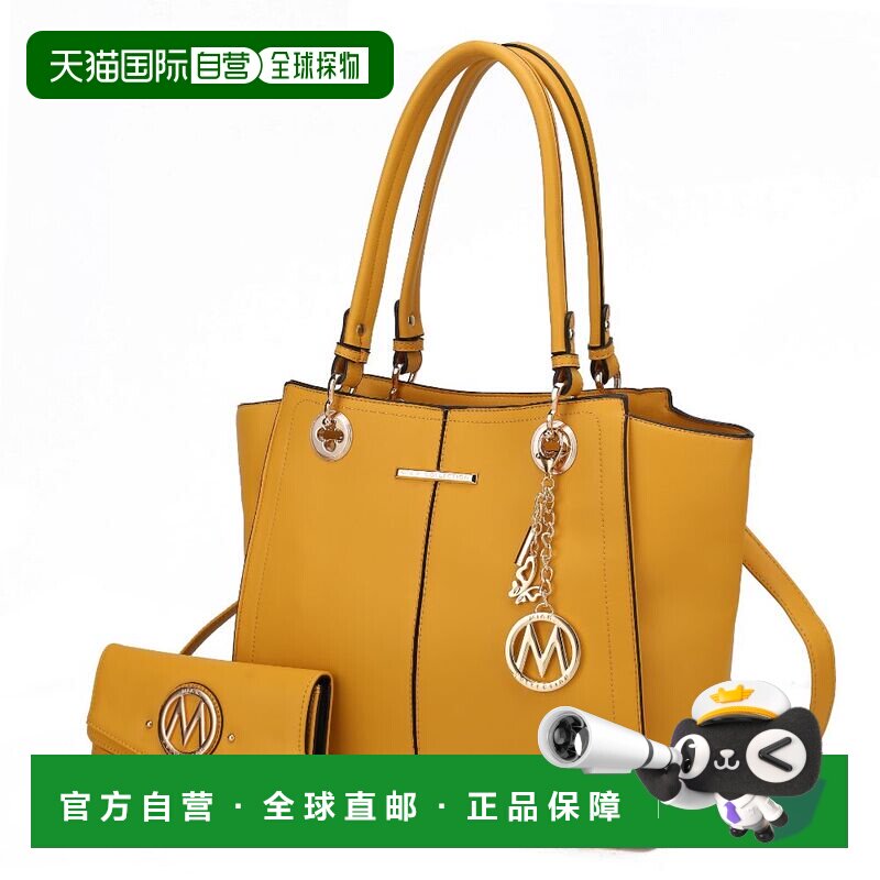 自营mia k collection常春藤素食皮革女士手提包带钱包 黄色 美国