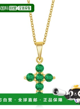 自营 simona纯银十字架项链祖母绿镀金送人百搭女生 美国奥莱直发