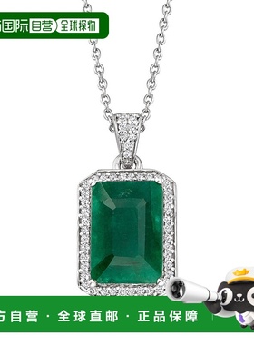 ross-simons罗斯-西蒙斯翡翠和 . 925 纯银钻石吊坠项链 20 英 【