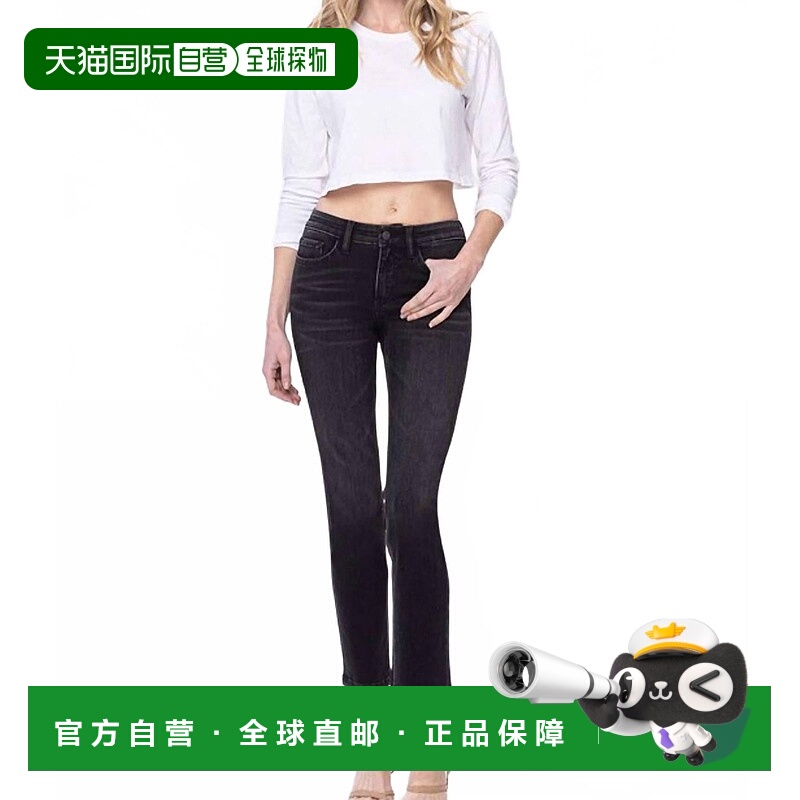 自营vervetCarlene Mid Rise Slim Straight Jeans In Black - bl