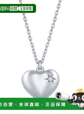 自营 simona925 纯银 0.009cttw 钻石膨化心形项链 - 银白色 美国