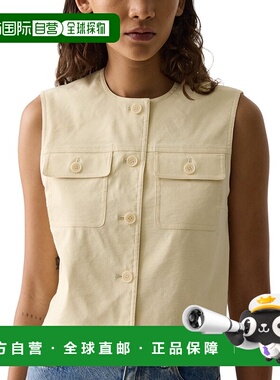 自营Theory Linen-Blend Vest - tan 美国奥莱直发