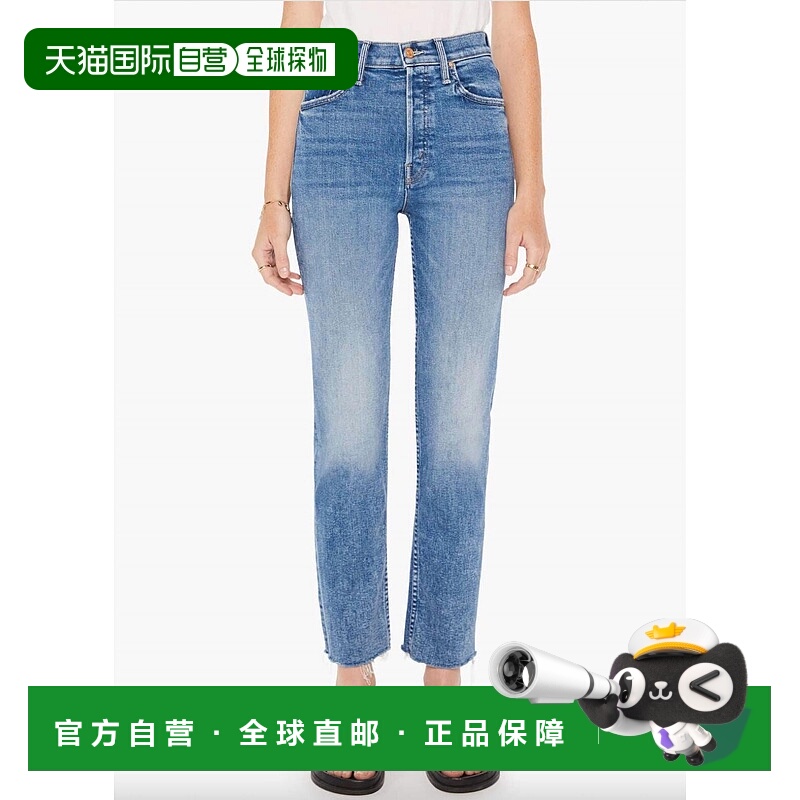 自营mother女款 The Tomcat 九分磨边牛仔裤（Kitty Corner Lt Wa