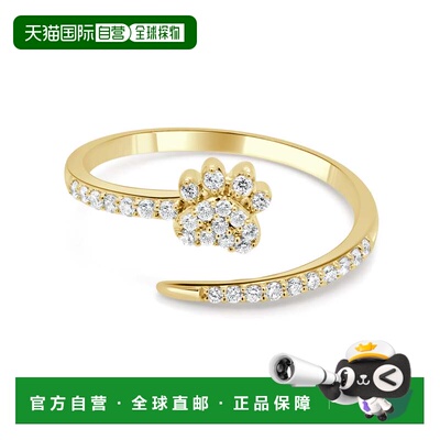 自营sabrina14K Yellow Gold Diamond Dog Paw Open Ring - yello
