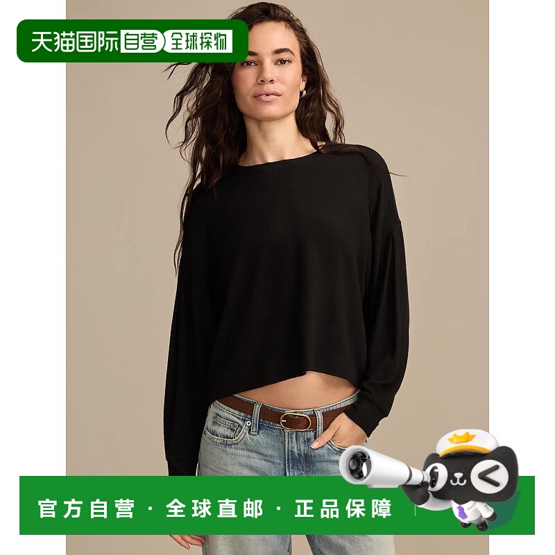 自营Lucky Brand Women's Cloud Exposed Seam Top - black 美国
