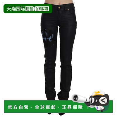自营John Galliano Swan Floral Embroide Mid Waist Skinny blue