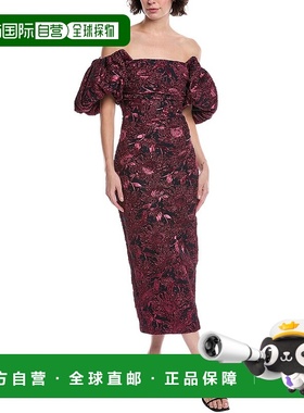 自营 Lela Rose金属提花鸡尾酒会连衣裙-粉红色 美国奥莱直发