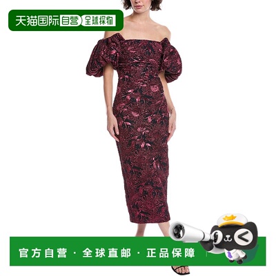 自营 Lela Rose金属提花鸡尾酒会连衣裙-粉红色 美国奥莱直发