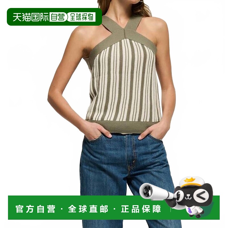 自营nation ltdIndy Halter香草条纹上衣-香草条纹 美国奥莱直发
