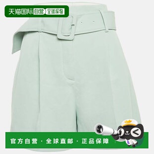自营Sandro Green Cotton Pleated Shorts - green 美国奥莱直发