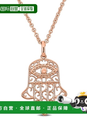 自营 18k 镀玫瑰金银 Mimi & Max 粉红色哈姆萨坠饰吊坠配链 - 17