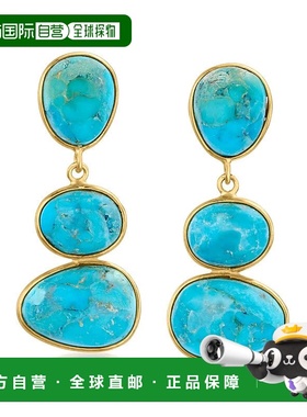 自营 Ross-Simons Mohave 绿松石吊式耳环 18kt 金镀在纯银上 -