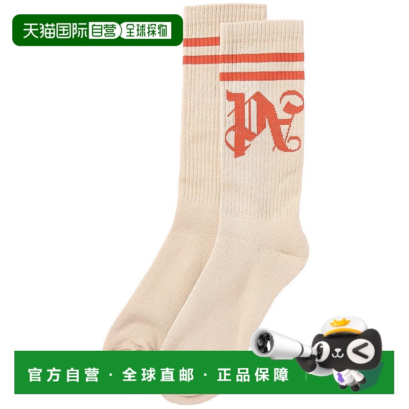 自营Palm Angels PA Monogram Striped Socks - beige 美国奥莱直