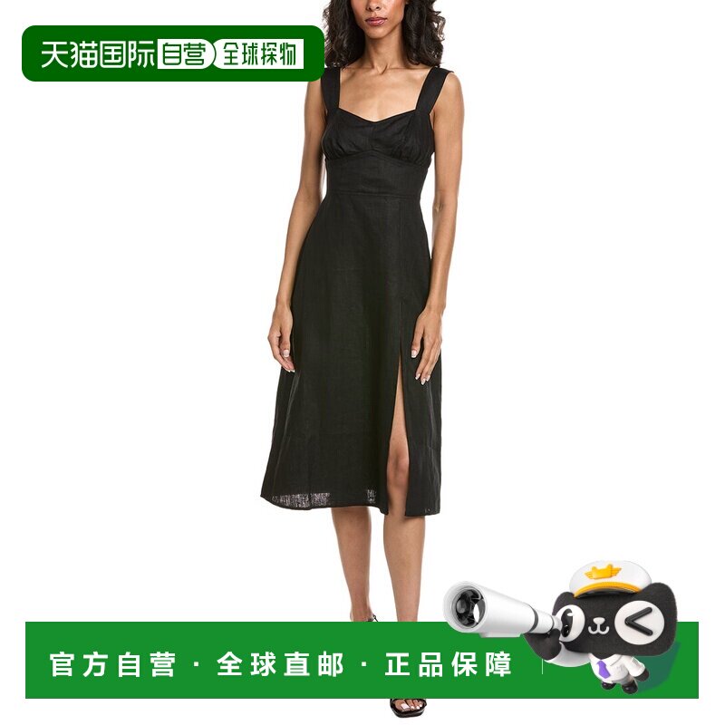 自营opto.p.t无袖亚麻中长款连衣裙-黑色 美国奥莱直发