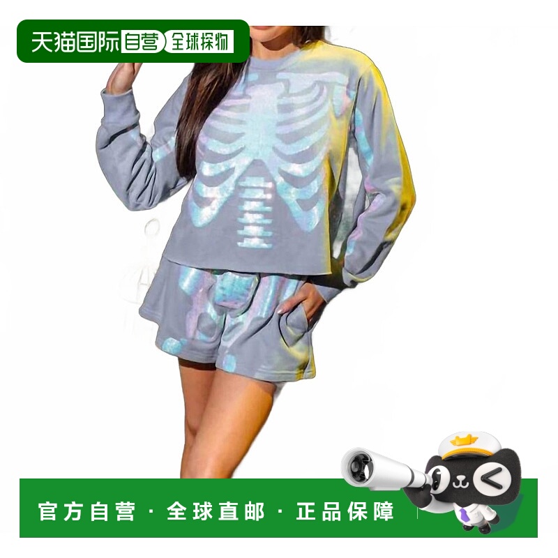 自营queen of sparklesDusty Tonal Skeleton Shorts In Grey - g