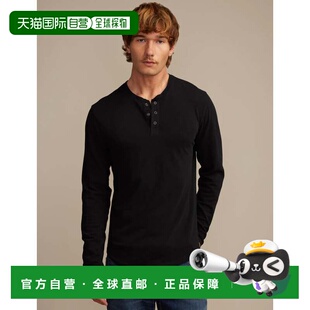 自营lucky brandLucky品牌男士长袖周末粗纺Henley-黑色 美国奥莱