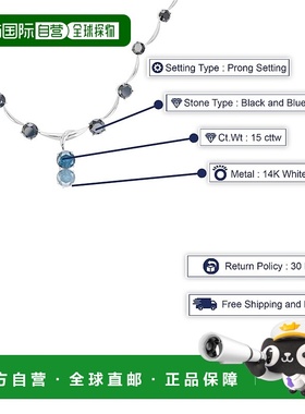 自营vir jewels15 克拉蓝色和黑色钻石项链 14K 白金圆形站设计