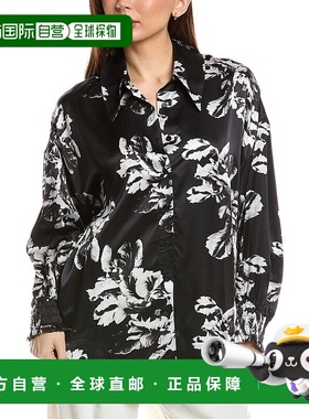 自营 all saintsAllSaints Charli真丝混纺衬衫-黑色 美国奥莱直