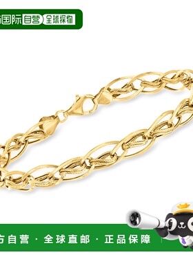 自营 Ross-Simons 14kt 黄金椭圆形和双扭链手链 - 7 英寸 美国奥