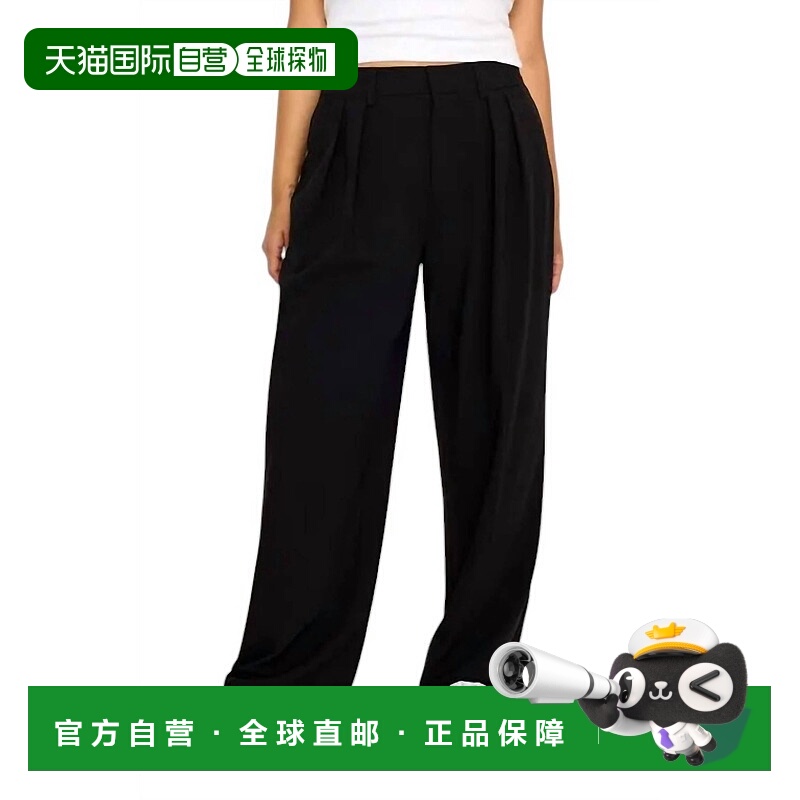 自营good american女式黑色90年代百褶裤001-Black001 美国奥莱直